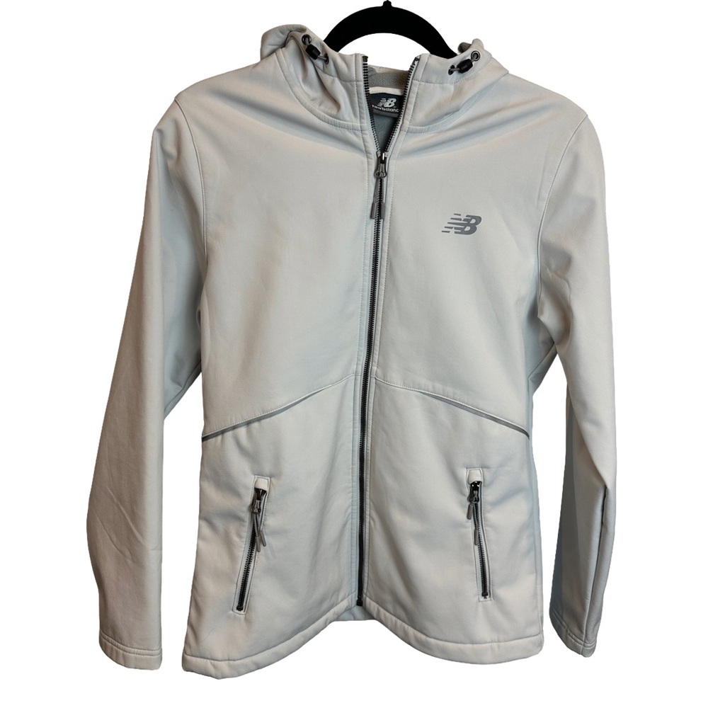 New Balance Hooded Warm Soft Shell Light Gray Full Zip Jacket M